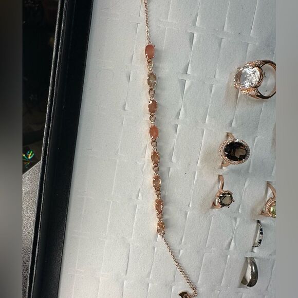 8ctw genuine sunstone set in rose gold tone/sterling silver tennis bracelet! - Picture 7 of 9